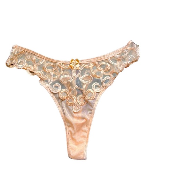 Le Mystere Rouge Nude Sheer Mesh Thong Panties - Picture 6 of 16